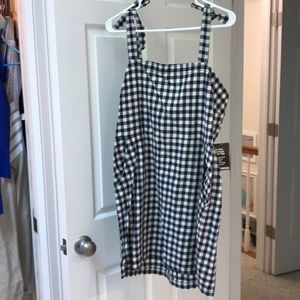 Blue and white, gingham dress